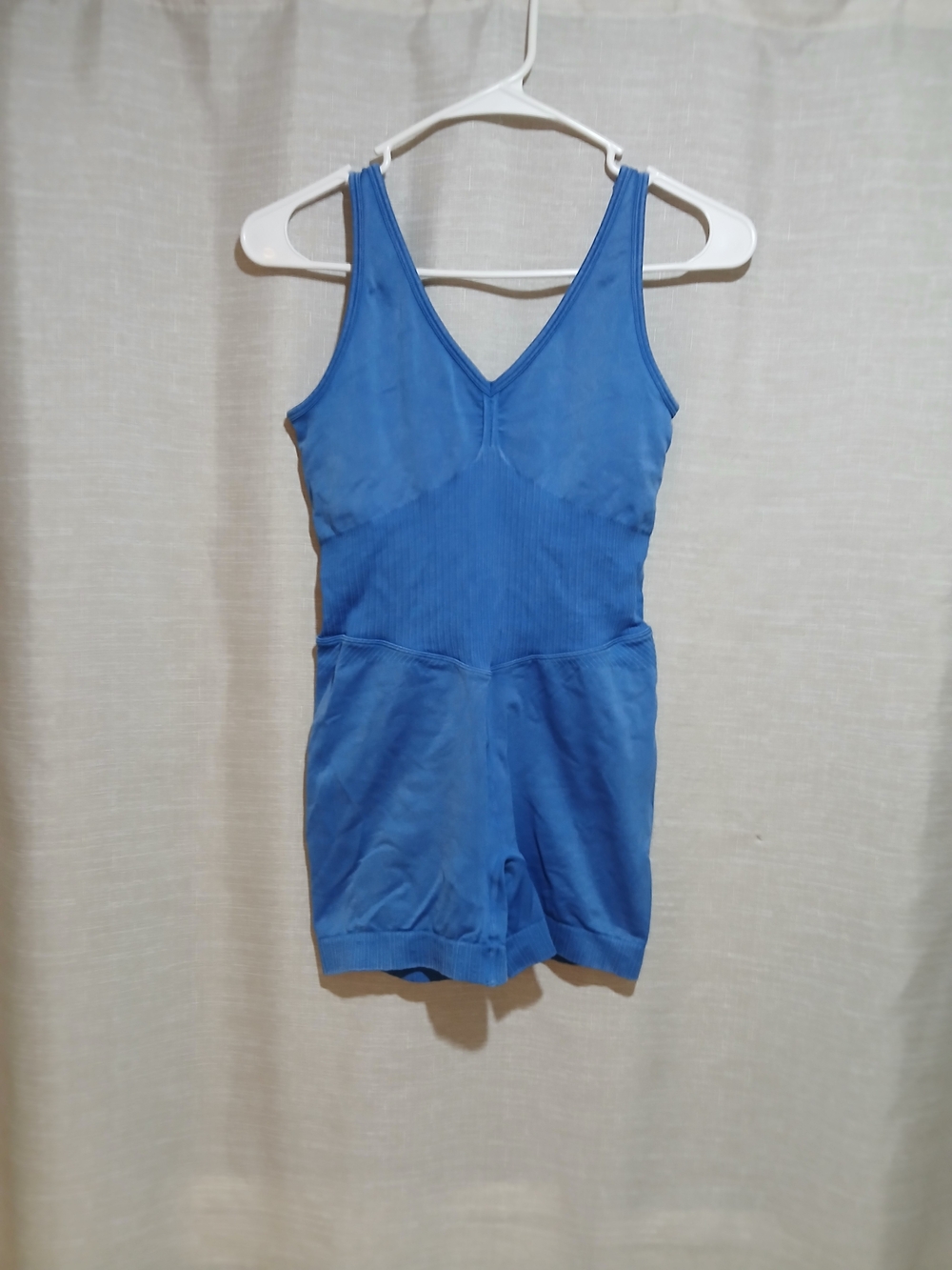 Blue V-Neck Shaping One-Piece Bodysuit